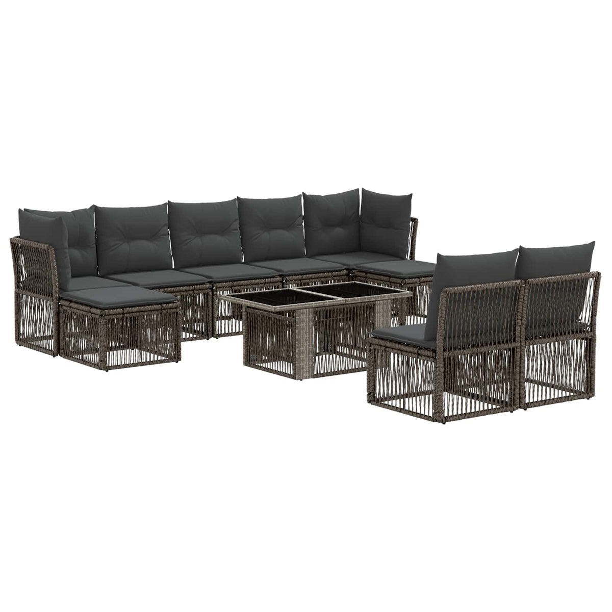 vidaXL Tuinbankenset 10 st Zwart poly rattan