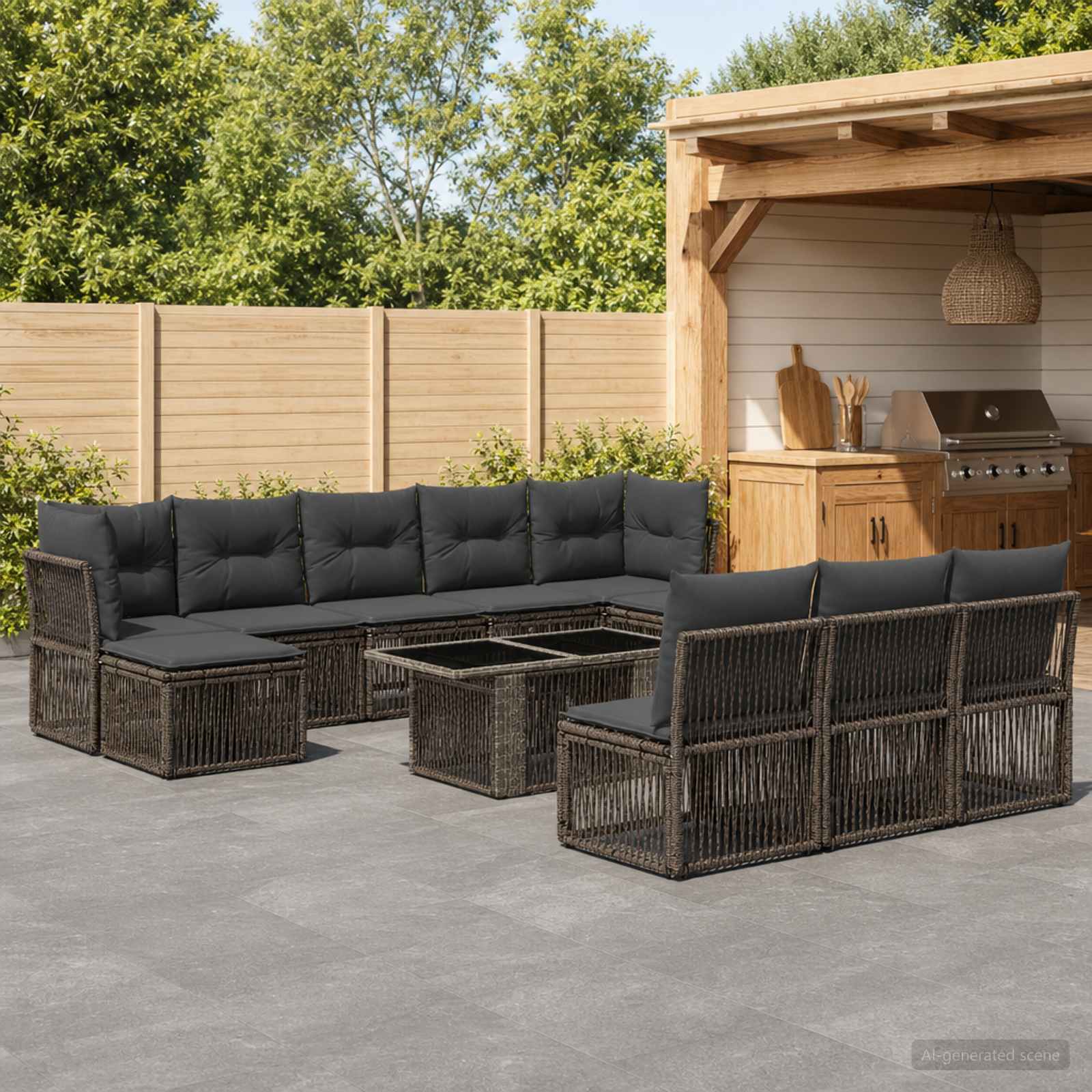 vidaXL Tuinbankenset 11 st Zwart poly rattan