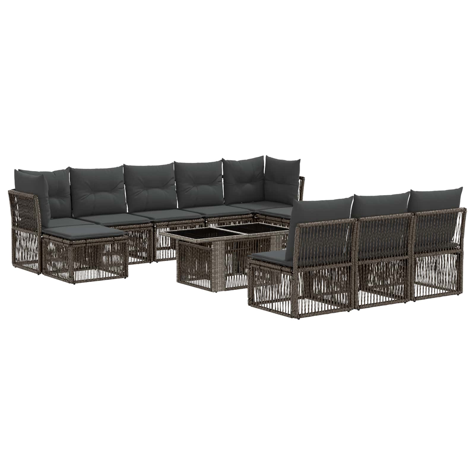 vidaXL Tuinbankenset 11 st Zwart poly rattan