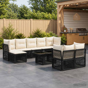 vidaXL Tuinbankenset 10 st Zwart poly rattan