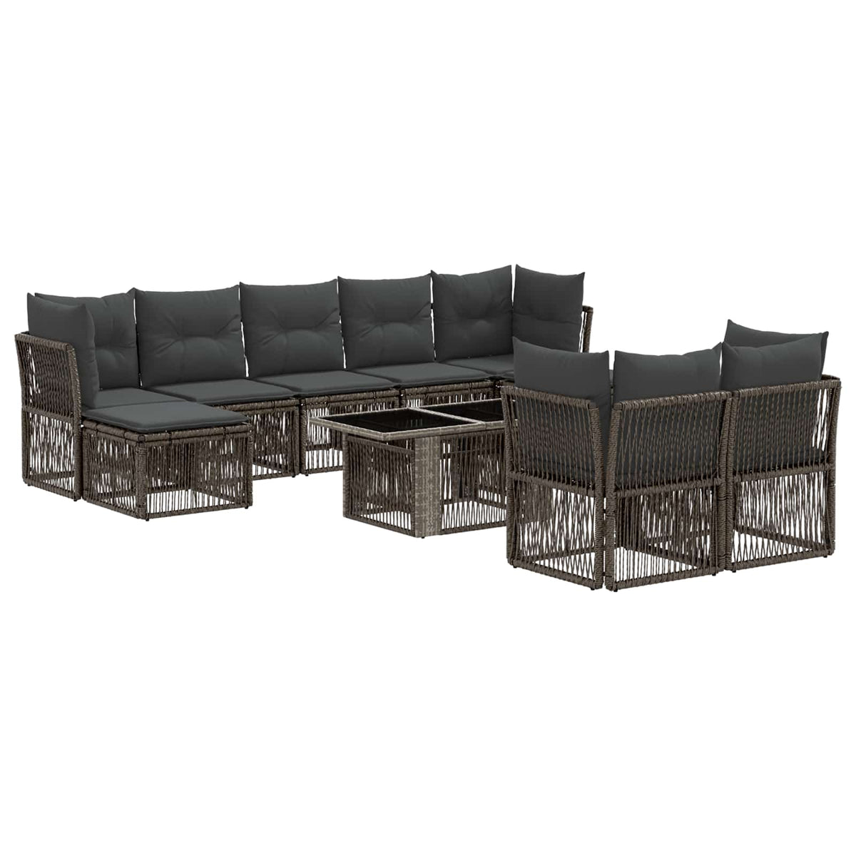 vidaXL Tuinbankenset 10 st Zwart poly rattan