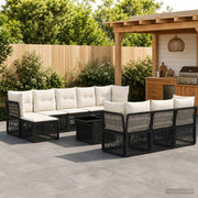 vidaXL Tuinbankenset 11 st Zwart poly rattan