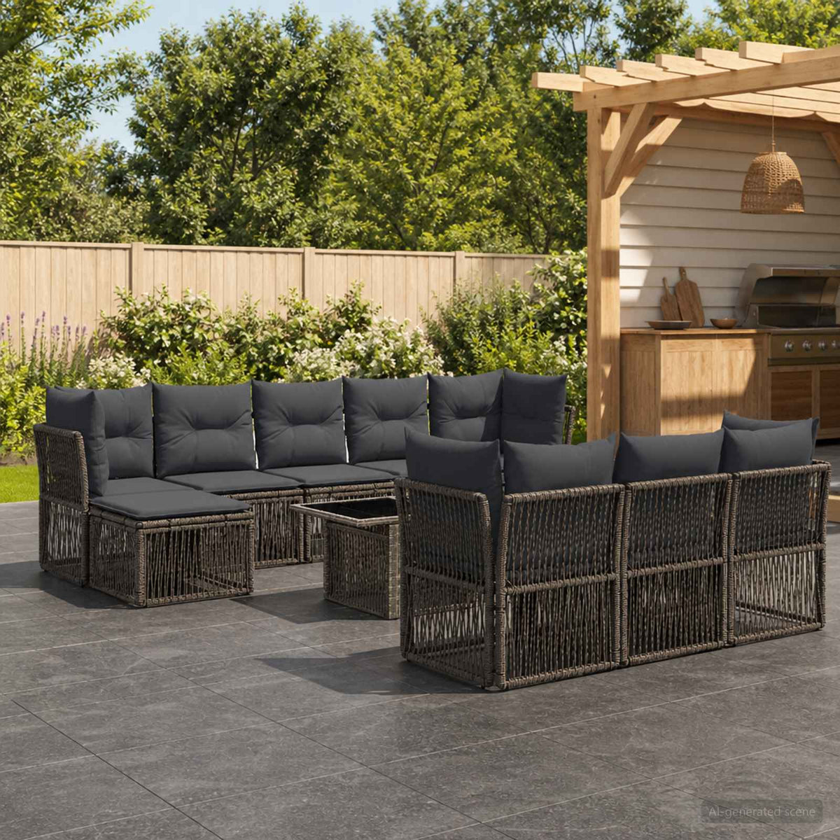 vidaXL Tuinbankenset 11 st Zwart poly rattan