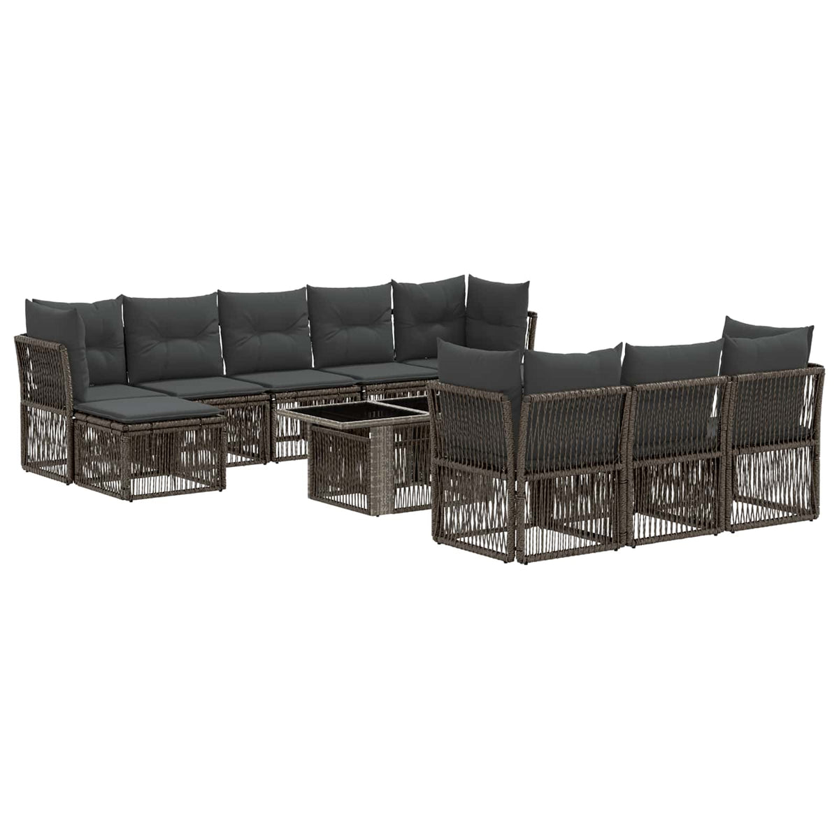vidaXL Tuinbankenset 11 st Zwart poly rattan
