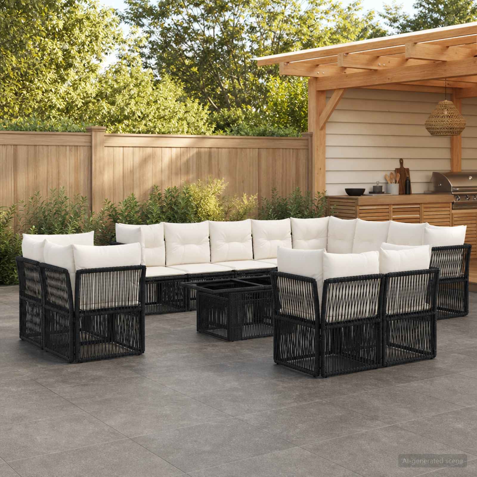 vidaXL Tuinbankenset 13 pcs poly rattan