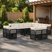 vidaXL Tuinbankenset 14 st Zwart poly rattan