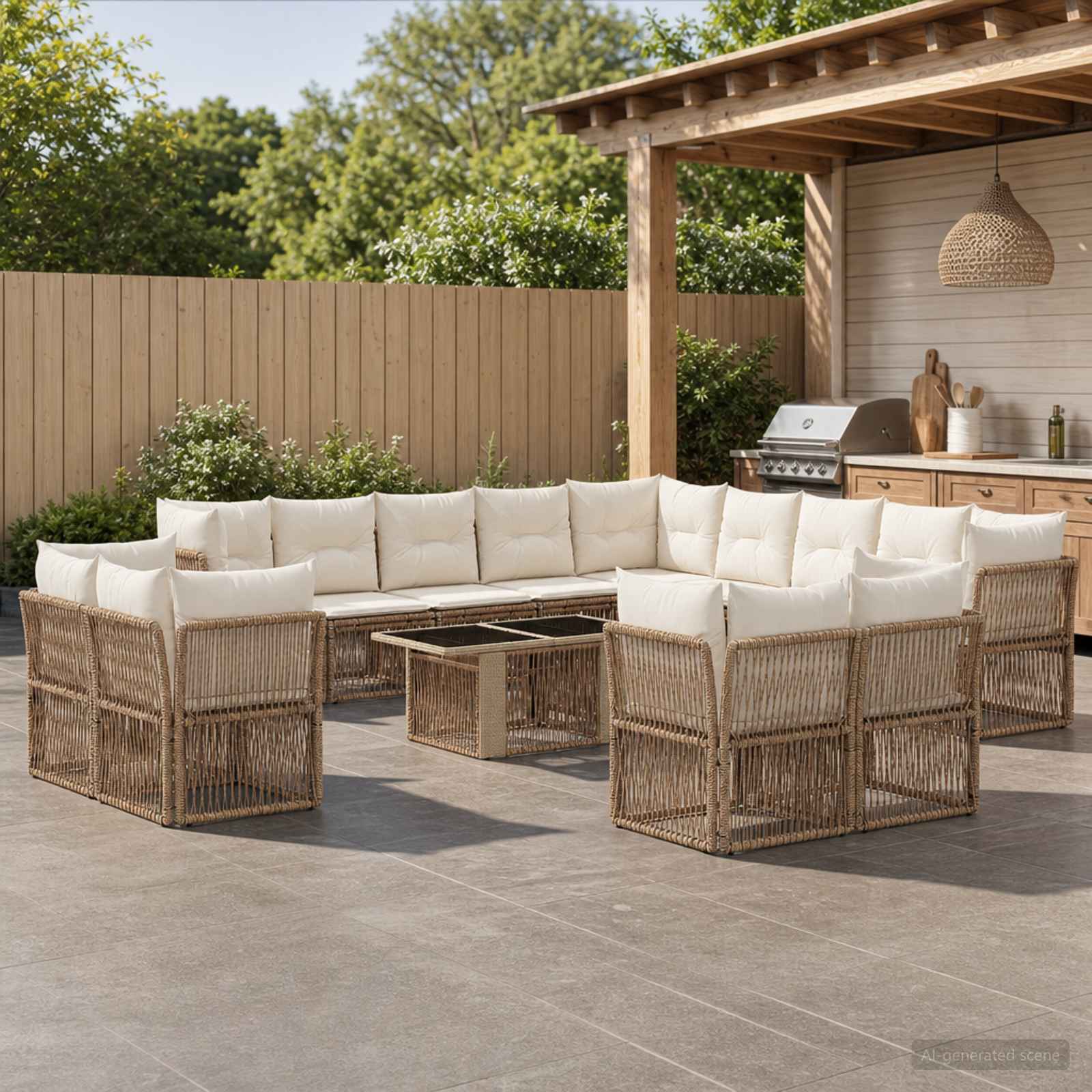 vidaXL Tuinbankenset 14 st Zwart poly rattan