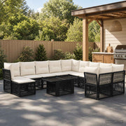 vidaXL Tuinbankenset 12 st Zwart poly rattan