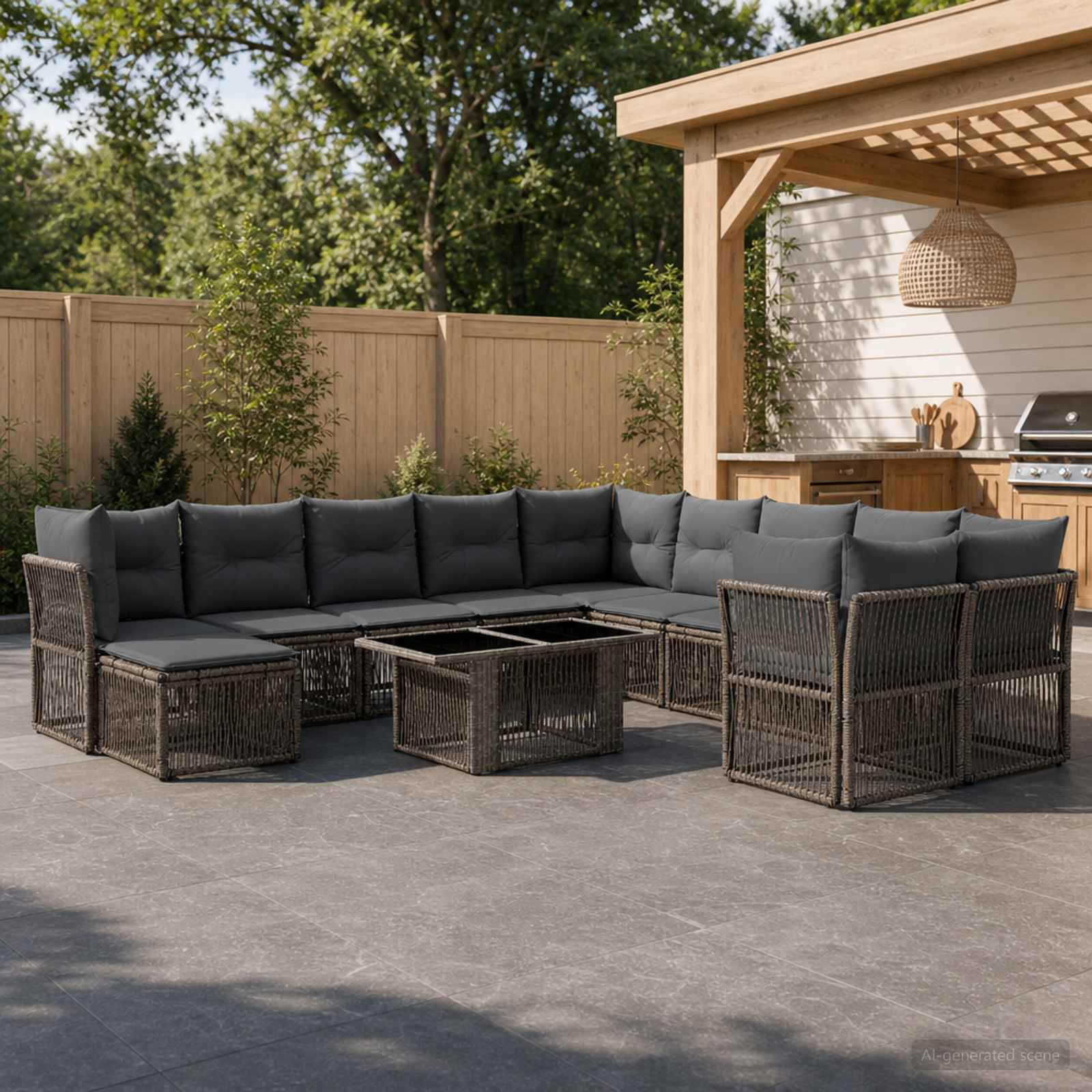 vidaXL Tuinbankenset 12 st Zwart poly rattan