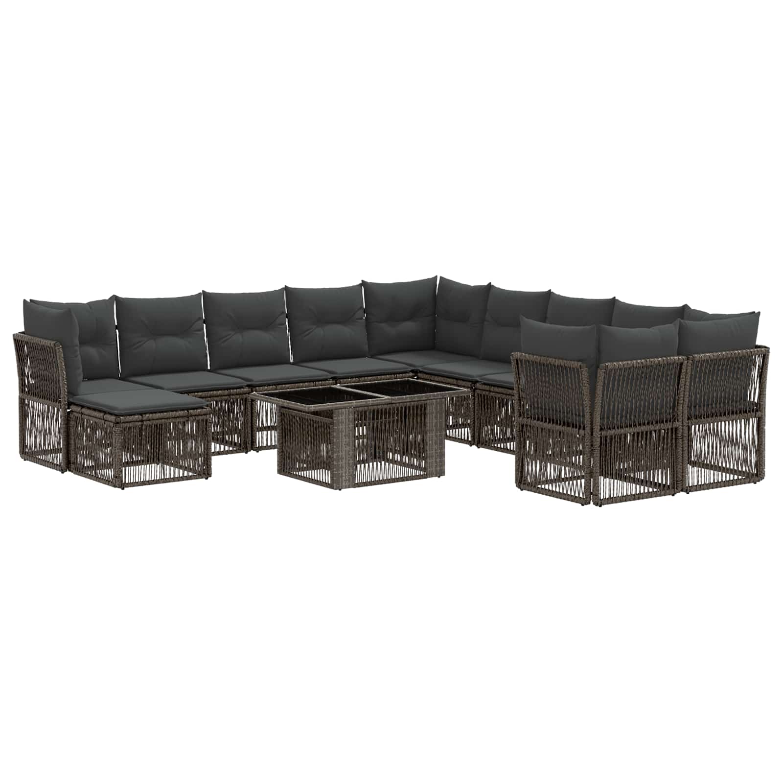 vidaXL Tuinbankenset 12 st Zwart poly rattan