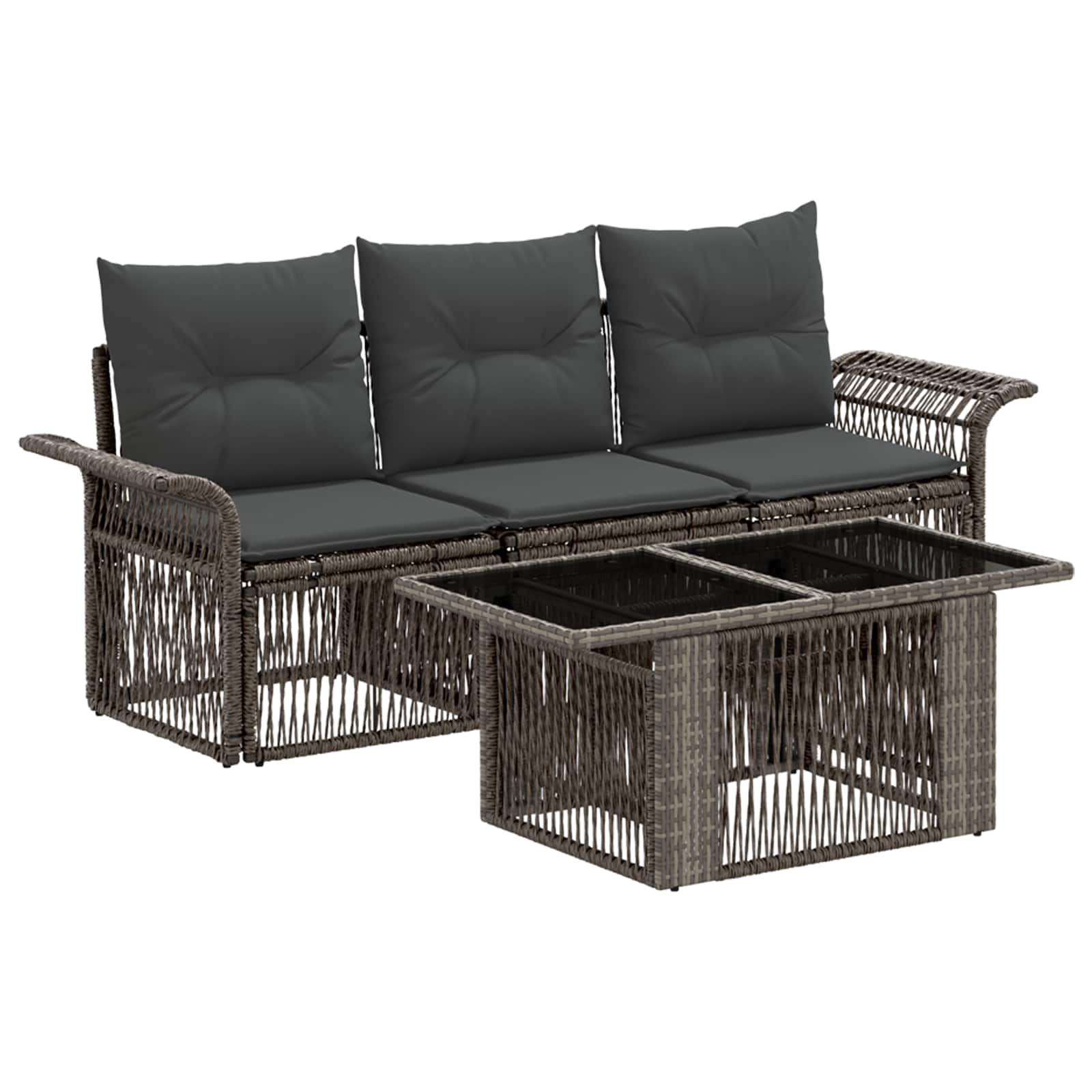 vidaXL Tuinbankenset 4 st Zwart en Cream Wit poly rattan