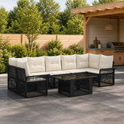 vidaXL Tuinbankenset 8 st Zwart en Cream Wit poly rattan