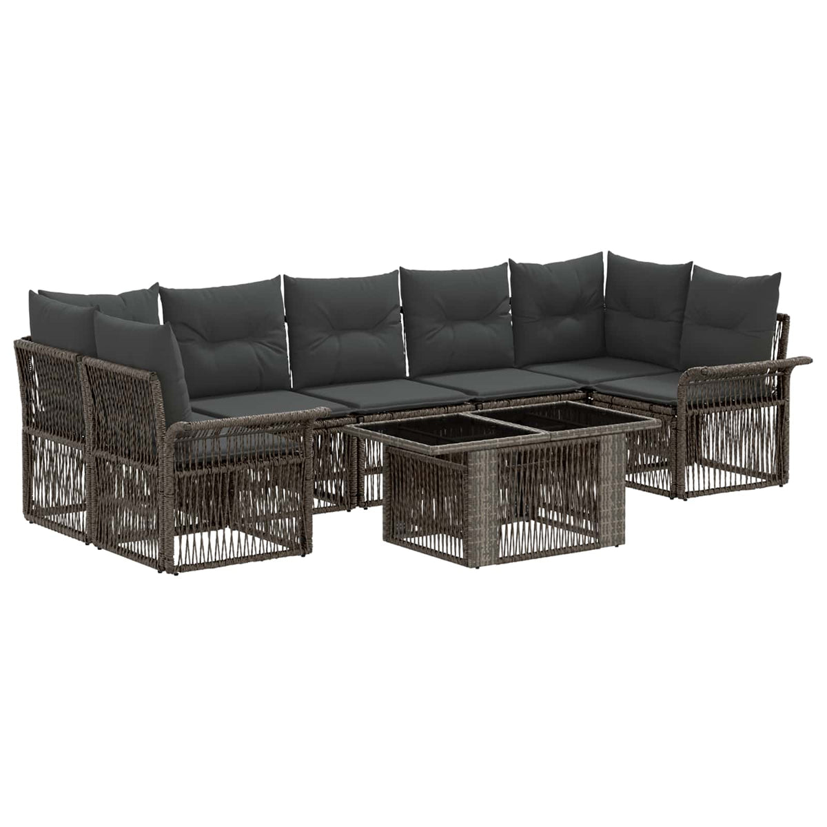 vidaXL Tuinbankenset 8 st Zwart en Cream Wit poly rattan