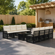 vidaXL Tuinbankenset 9 st Zwart en Cream Wit poly rattan