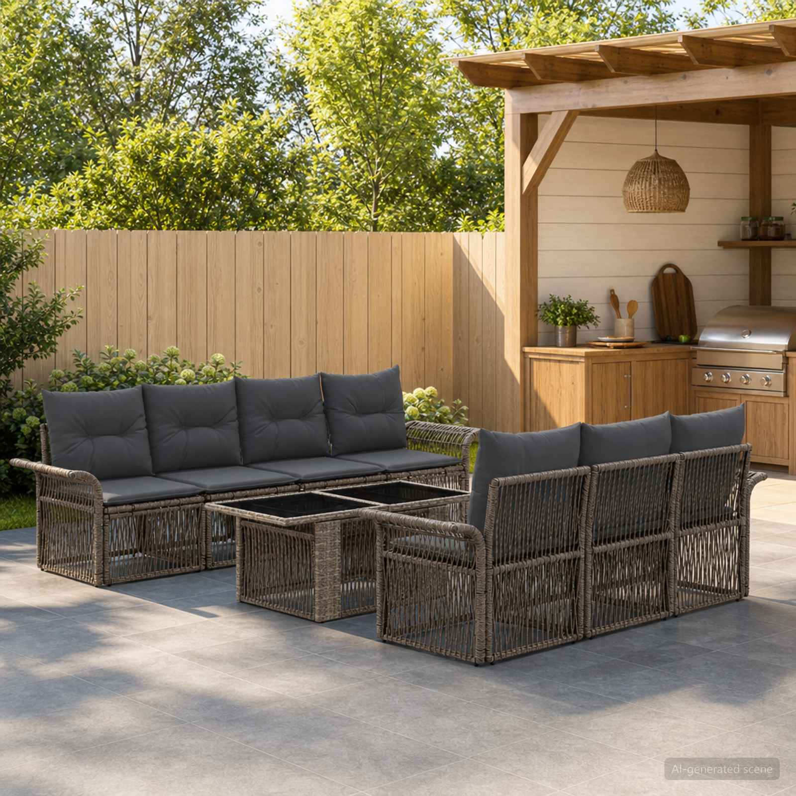vidaXL Tuinbankenset 9 st Zwart en Cream Wit poly rattan