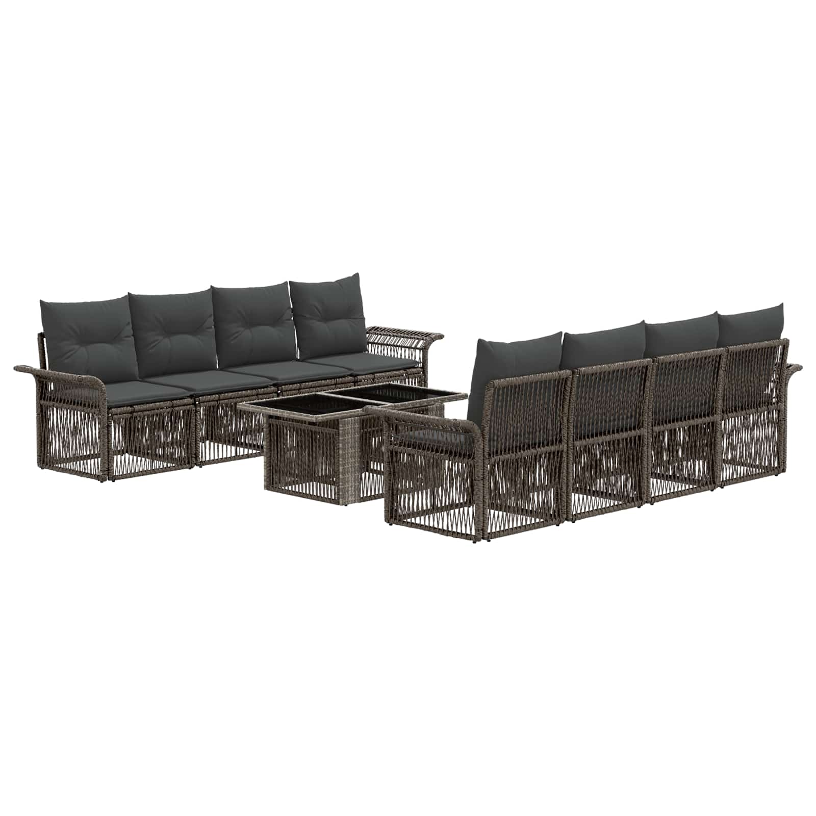 vidaXL Tuinbankenset 9 st Zwart en Cream Wit poly rattan