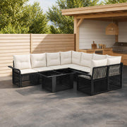 vidaXL Tuinbankenset 9 st Zwart en Cream Wit poly rattan