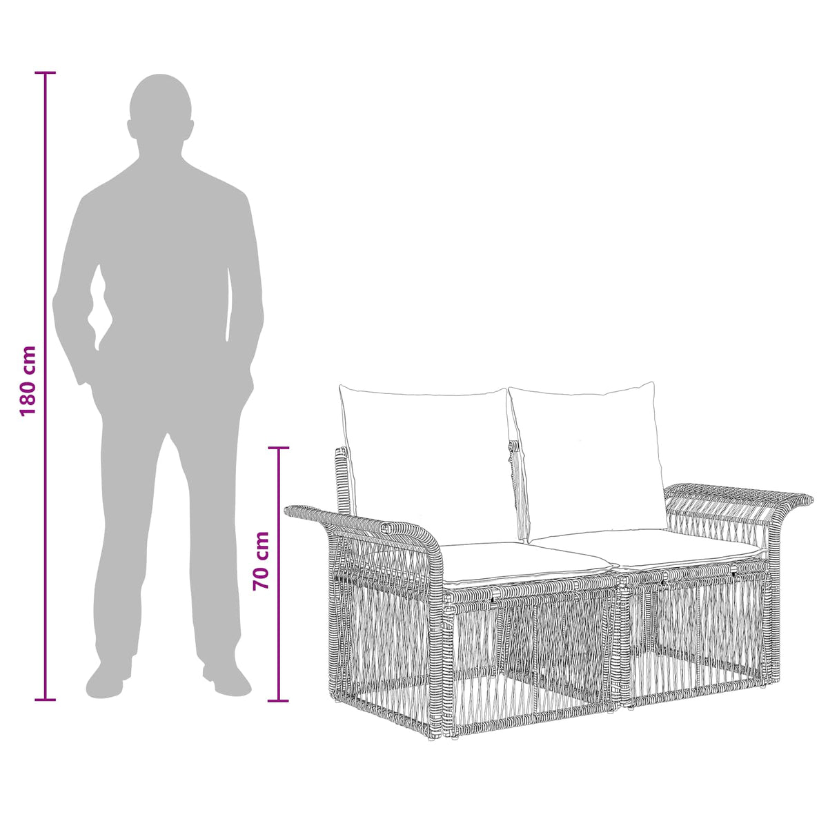 vidaXL Tuinbankenset 9 st Zwart en Cream Wit poly rattan