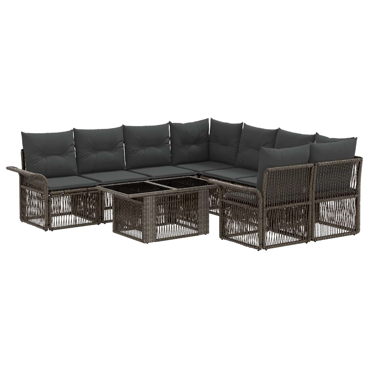 vidaXL Tuinbankenset 9 st Zwart en Cream Wit poly rattan