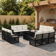 vidaXL Tuinbankenset 13 st Zwart en Cream Wit poly rattan