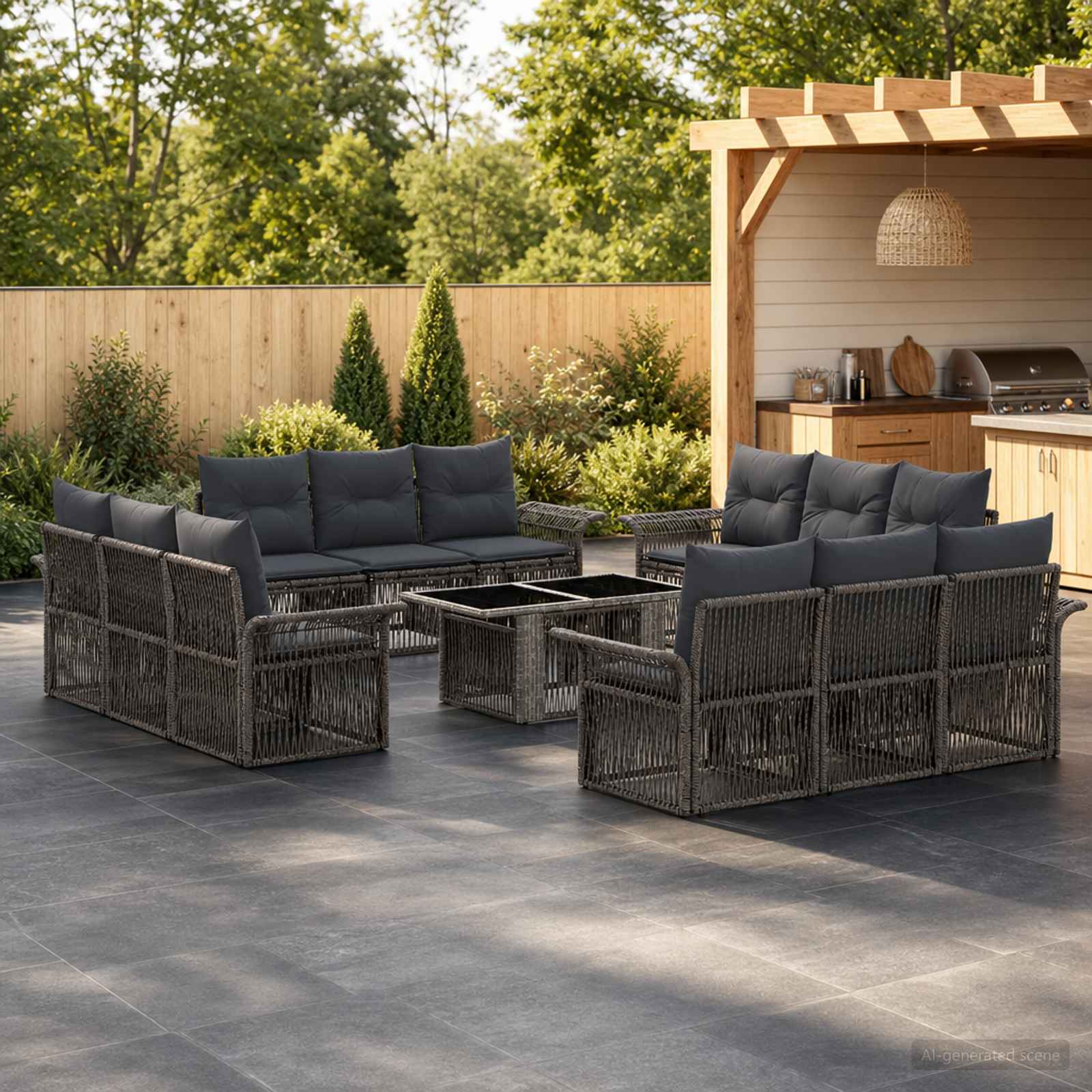 vidaXL Tuinbankenset 13 st Zwart en Cream Wit poly rattan