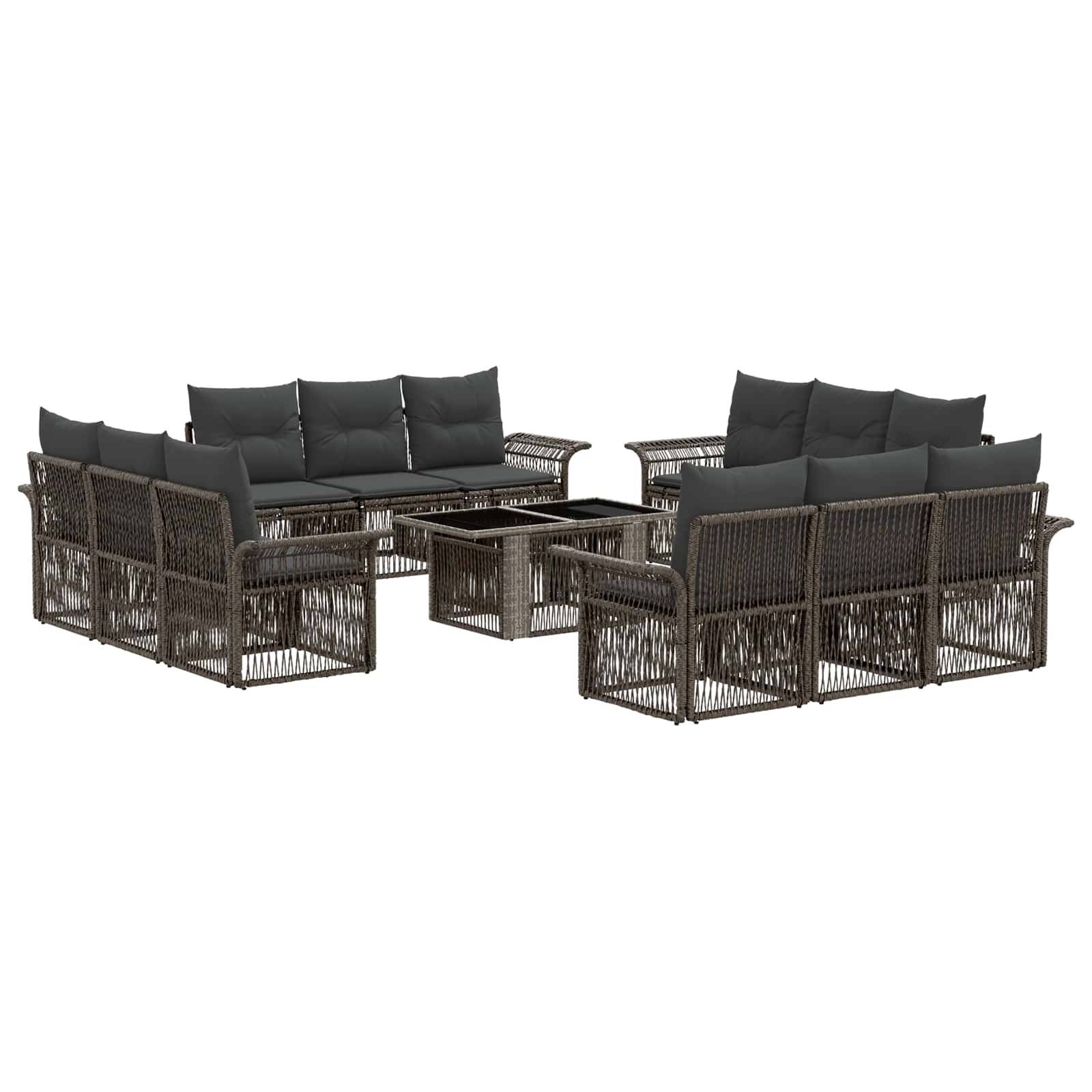 vidaXL Tuinbankenset 13 st Zwart en Cream Wit poly rattan