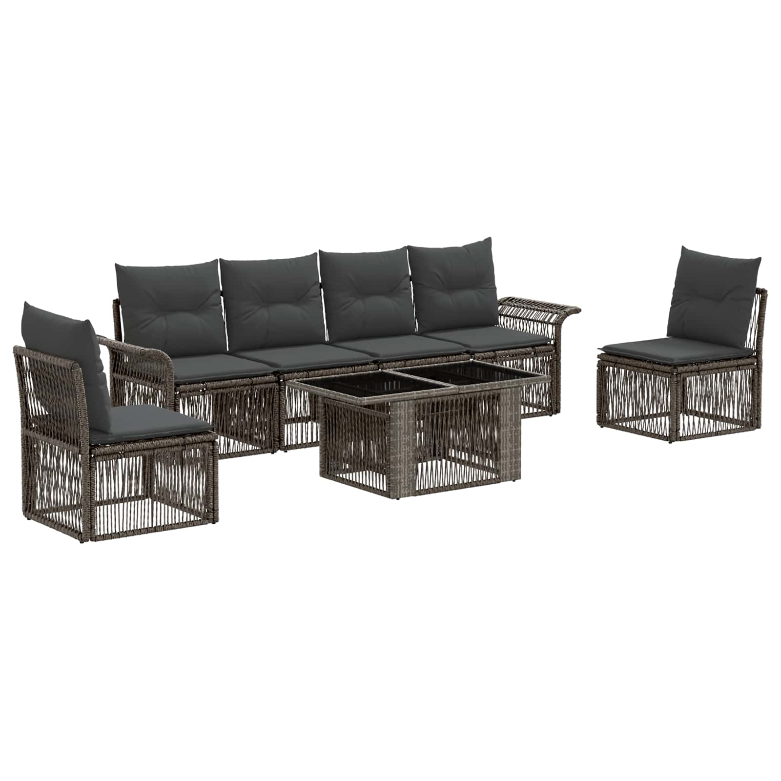 vidaXL Tuinbankenset 7 st Zwart en Cream Wit poly rattan