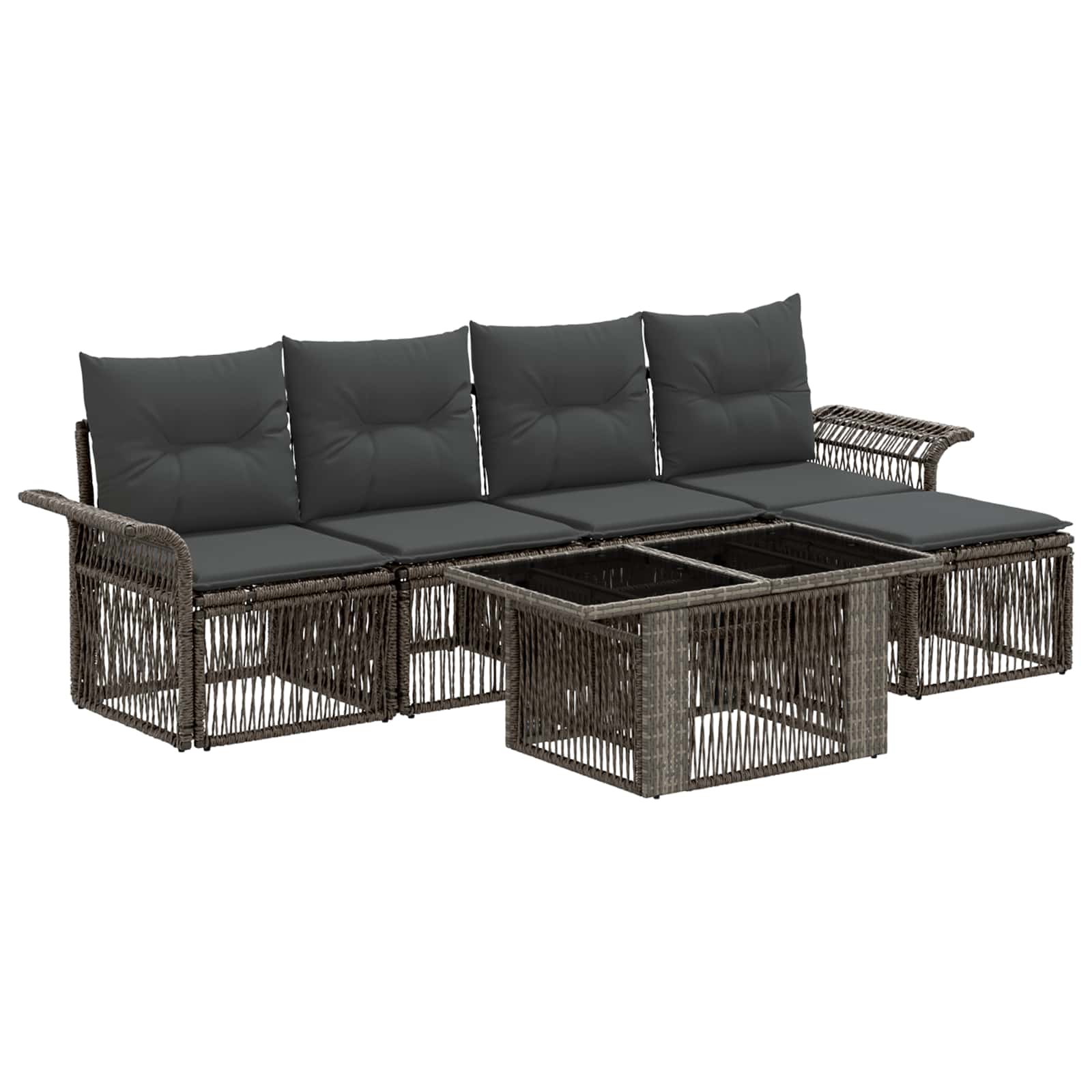 vidaXL Tuinbankenset 6 st Zwart en Cream Wit poly rattan