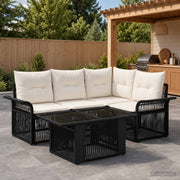 vidaXL Tuinbankenset 5 st Zwart en Cream Wit poly rattan