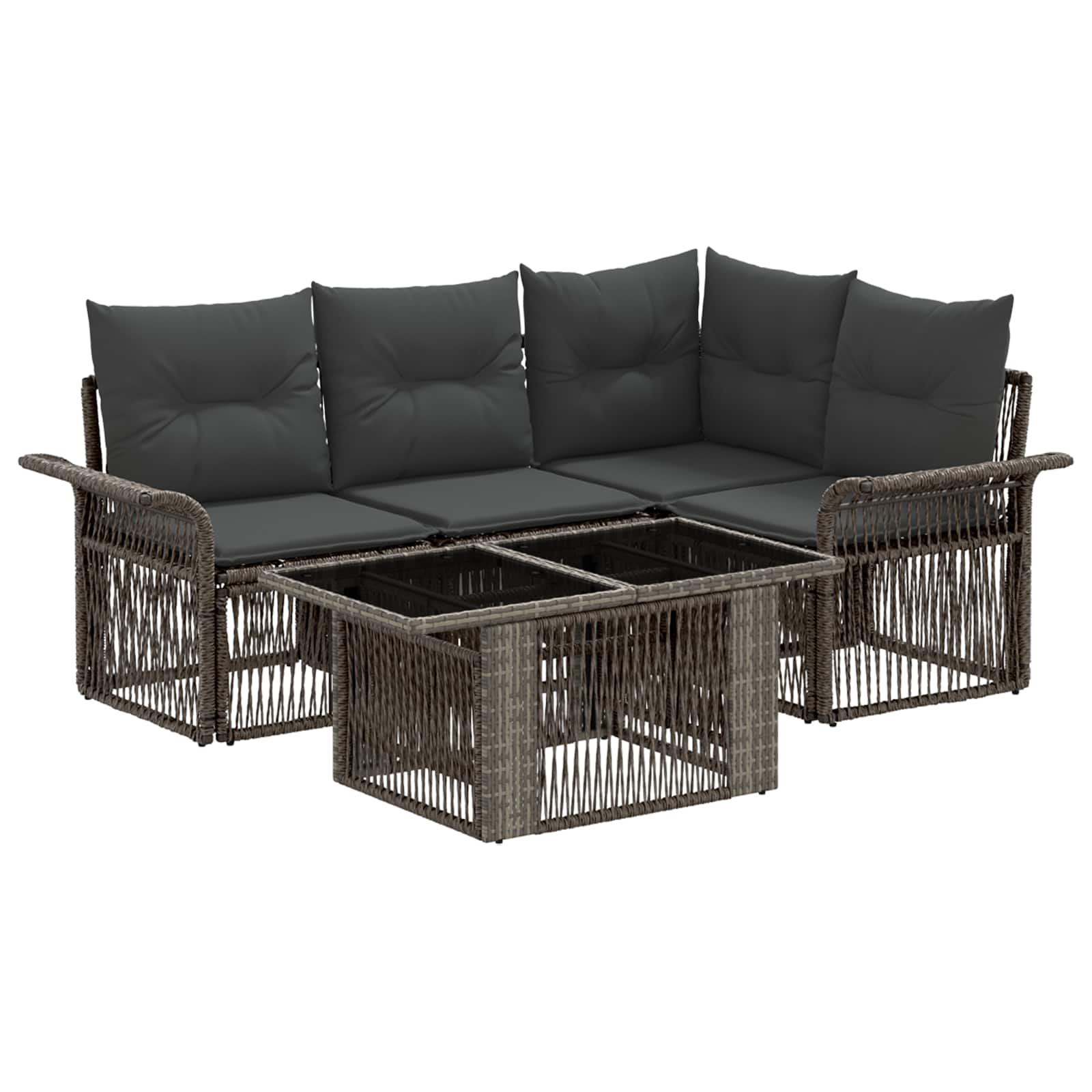 vidaXL Tuinbankenset 5 st Zwart en Cream Wit poly rattan