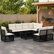 vidaXL Tuinbankenset 9 st Zwart en Cream Wit poly rattan