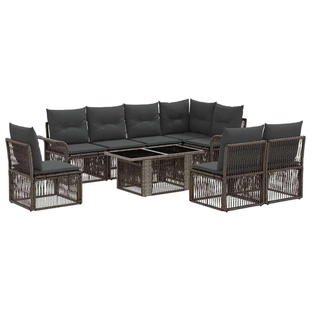 vidaXL Tuinbankenset 9 st Zwart en Cream Wit poly rattan