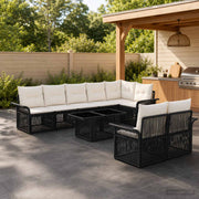 vidaXL Tuinbankenset 9 st Zwart en Cream Wit poly rattan
