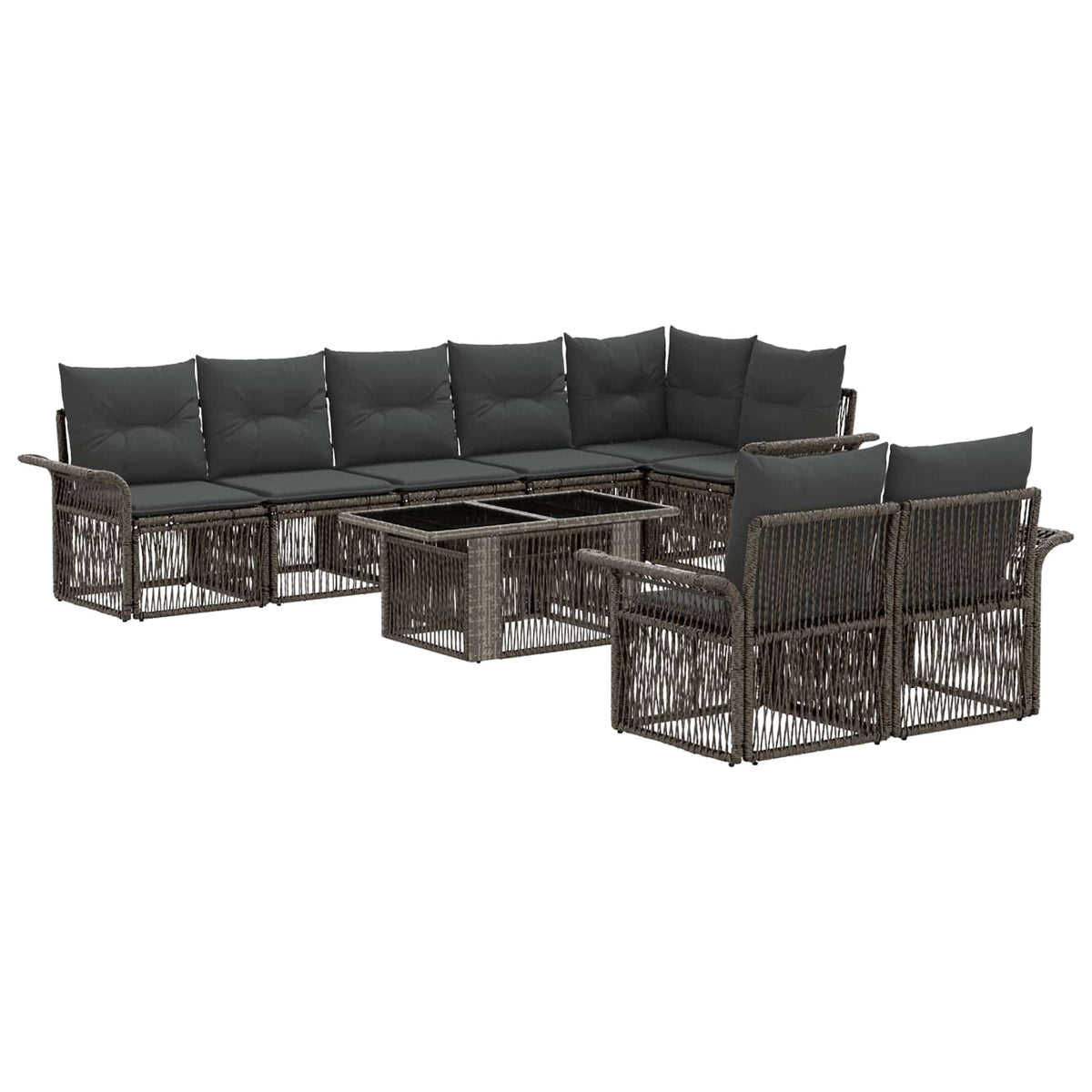 vidaXL Tuinbankenset 9 st Zwart en Cream Wit poly rattan