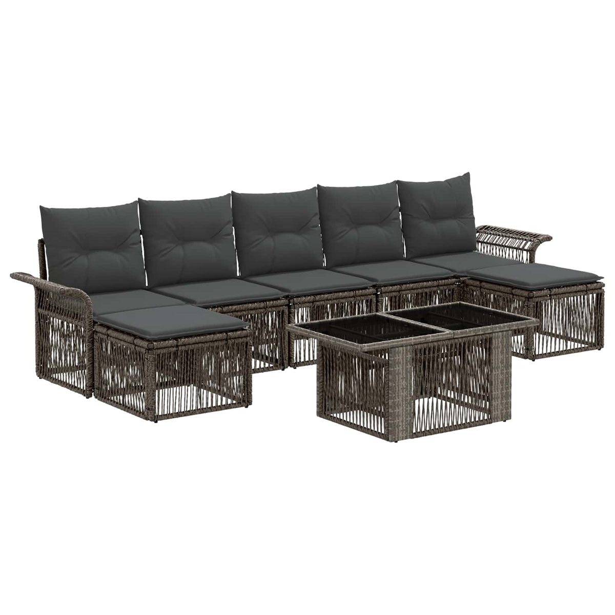 vidaXL Tuinbankenset 8 st Zwart en Cream Wit poly rattan