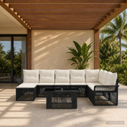 vidaXL Tuinbankenset 9 st Zwart en Cream Wit poly rattan