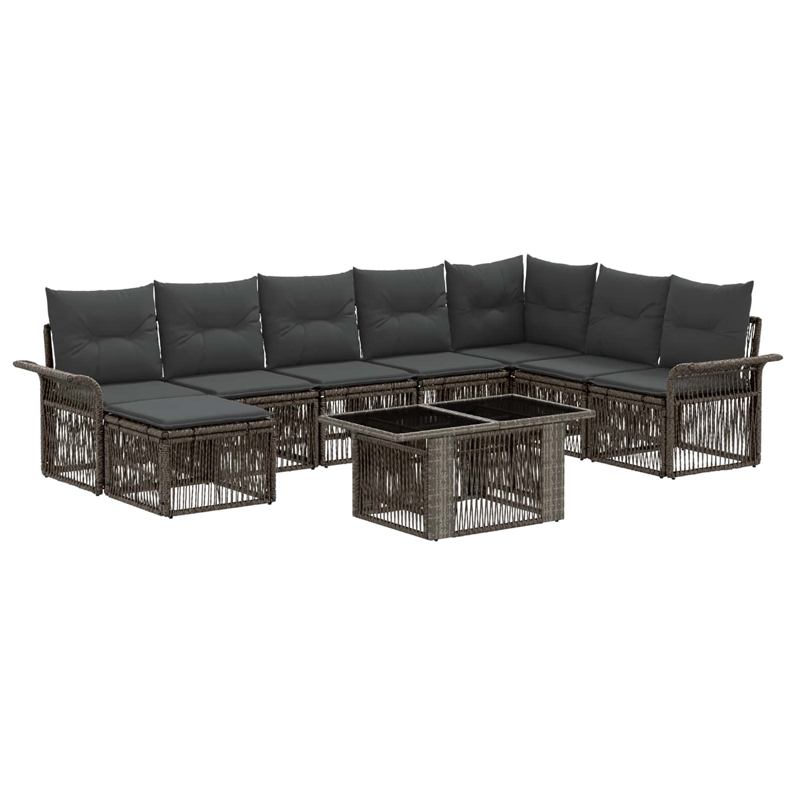 vidaXL Tuinbankenset 9 st Zwart en Cream Wit poly rattan