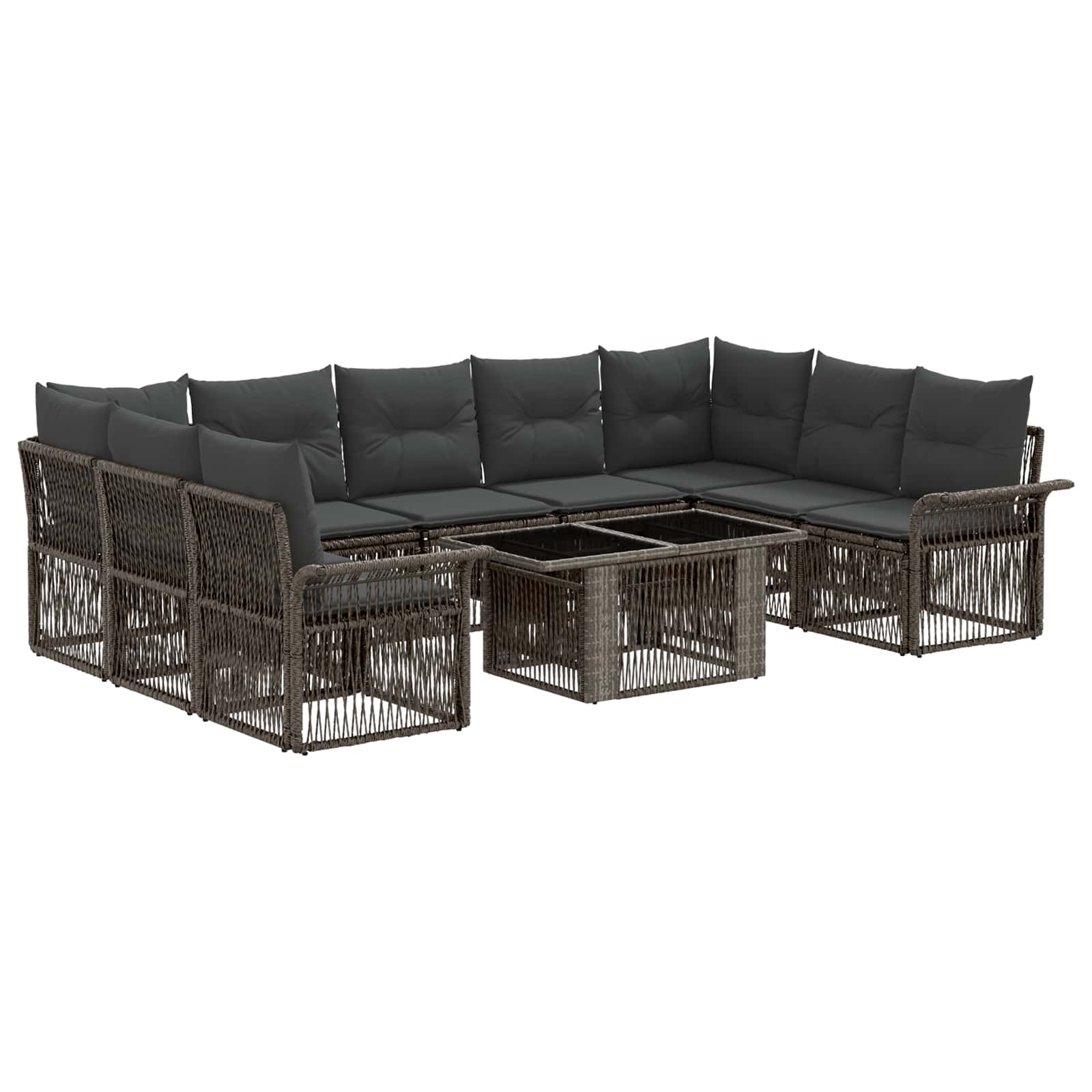 vidaXL Tuinbankenset 10 st Zwart en Cream Wit poly rattan