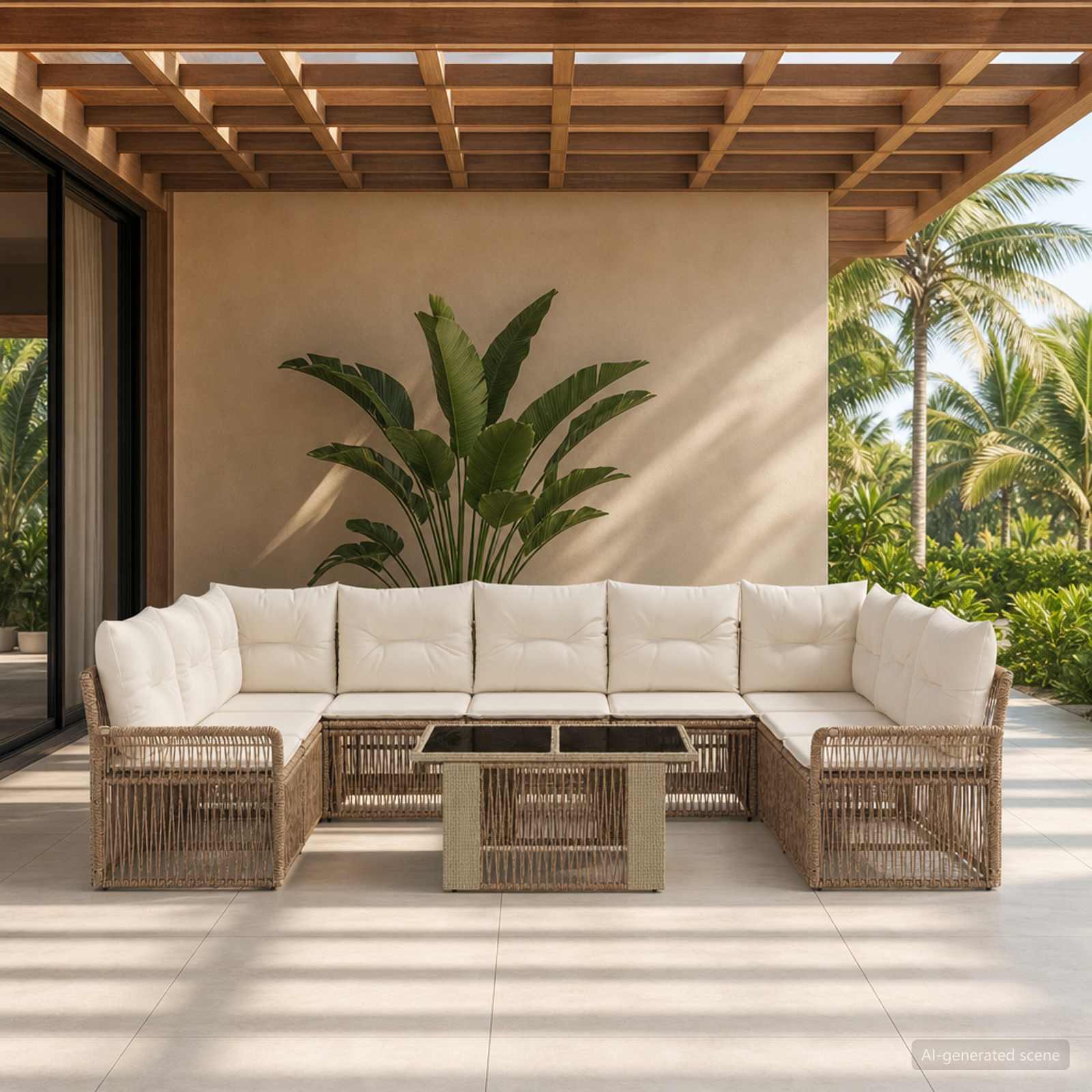 vidaXL Tuinbankenset 10 st Zwart en Cream Wit poly rattan
