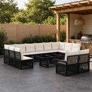 vidaXL Tuinbankenset 13 st Zwart en Cream Wit poly rattan
