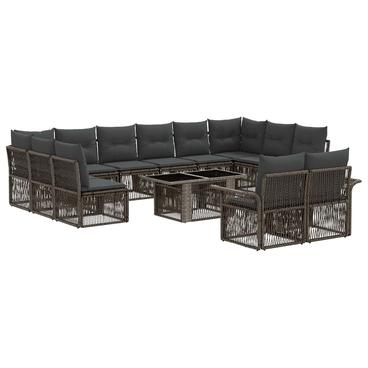 vidaXL Tuinbankenset 13 st Zwart en Cream Wit poly rattan