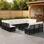 vidaXL Tuinbankenset 14 st Zwart en Cream Wit poly rattan