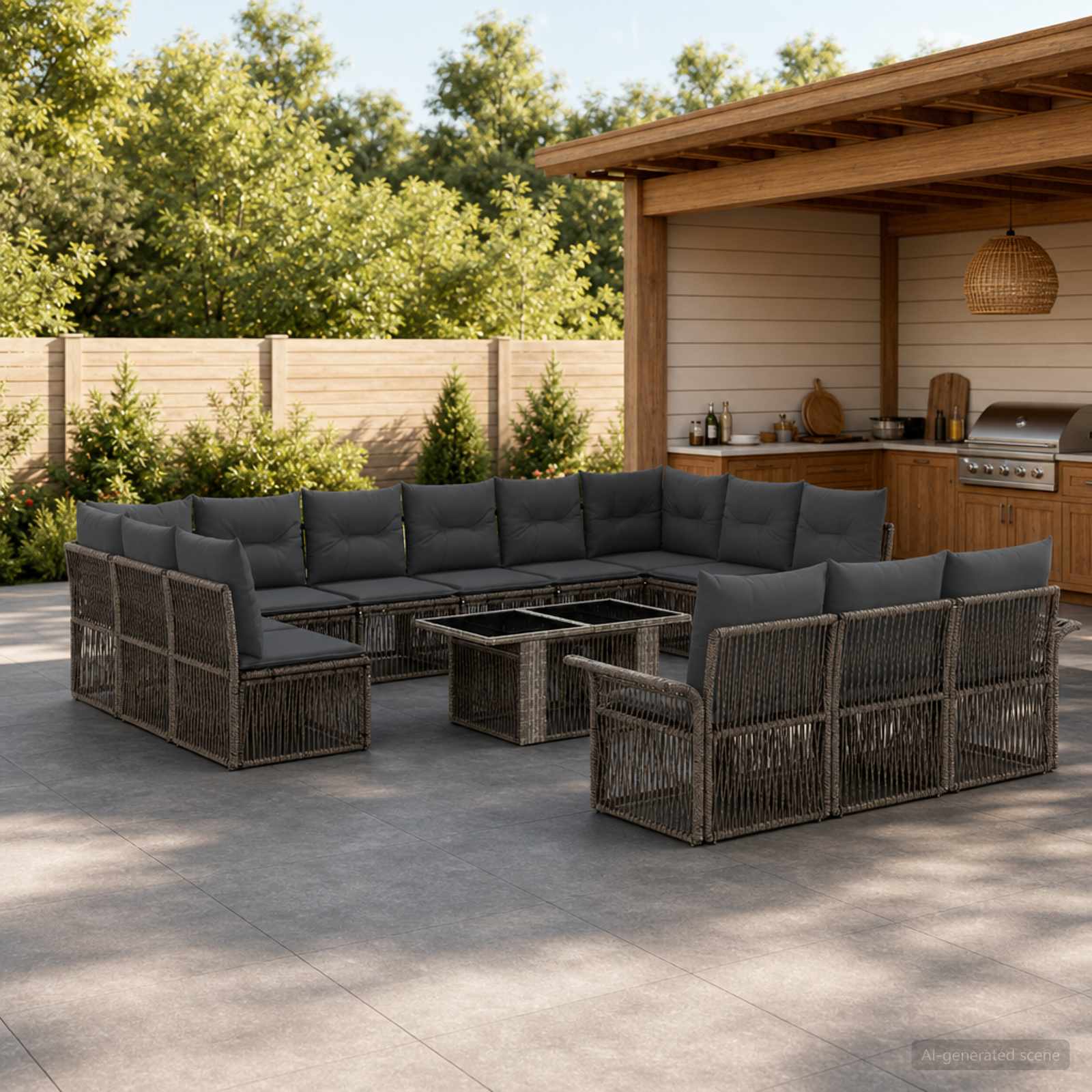 vidaXL Tuinbankenset 14 st Zwart en Cream Wit poly rattan