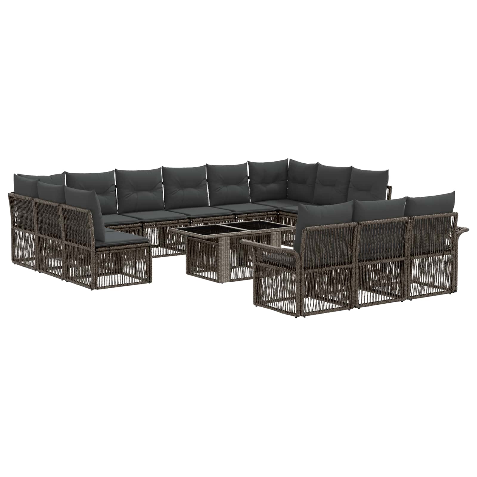 vidaXL Tuinbankenset 14 st Zwart en Cream Wit poly rattan