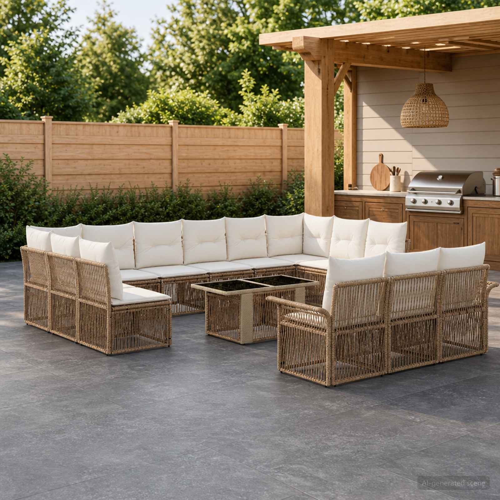 vidaXL Tuinbankenset 14 st Zwart en Cream Wit poly rattan