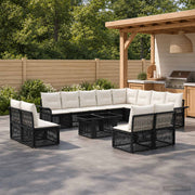 vidaXL Tuinbankenset 13 st Zwart en Cream Wit poly rattan