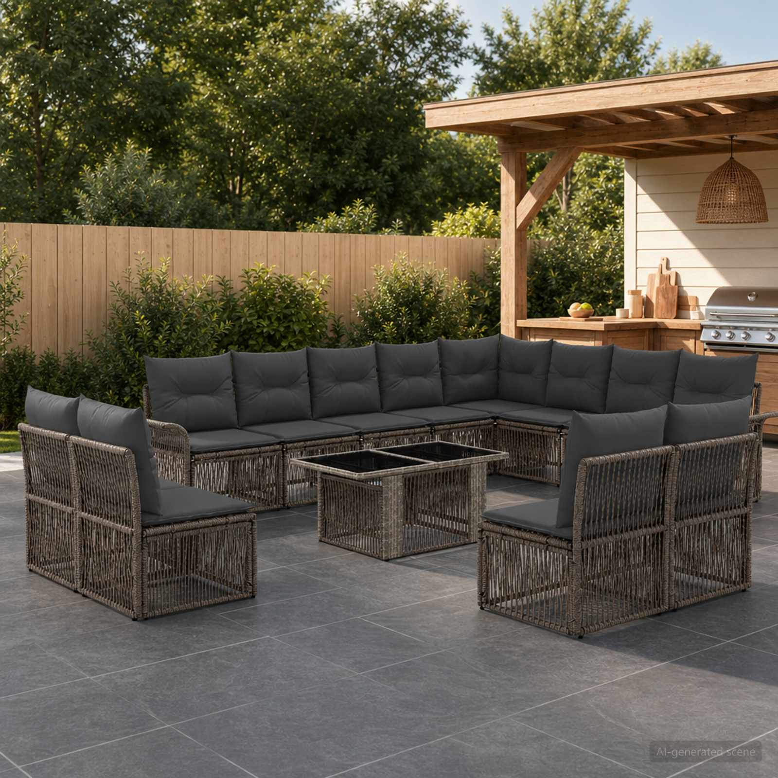 vidaXL Tuinbankenset 13 st Zwart en Cream Wit poly rattan