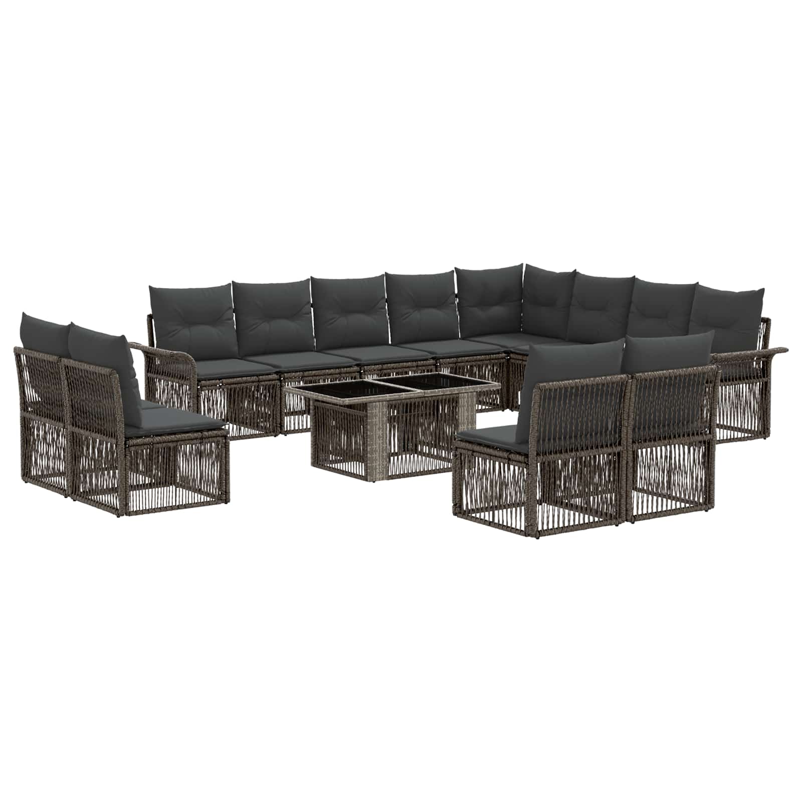 vidaXL Tuinbankenset 13 st Zwart en Cream Wit poly rattan