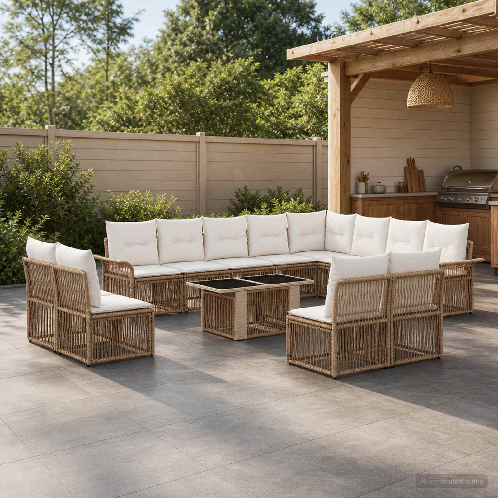 vidaXL Tuinbankenset 13 st Zwart en Cream Wit poly rattan