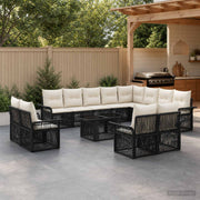 vidaXL Tuinbankenset 13 st Zwart en Cream Wit poly rattan